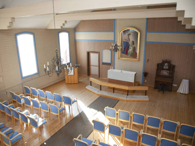 Seutulan kappelin sali parvelta kuvattuna.