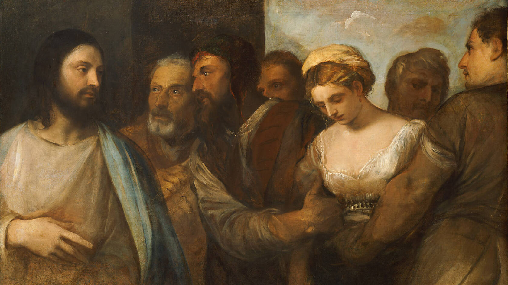 Kuvassa Tizianin maalaus Kristus ja avionrikkoja n. vuosilta 1512-1515. Wikimedia Commons.