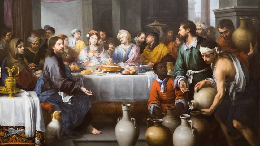 Kuvassa Bartolomé Esteban Murillon maalaus Kaanan häät noin vuodelta 1672. Wikimedia Commons.
