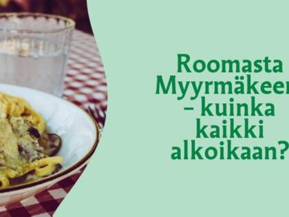 Ravintolaillallinen Roomassa pöydällä pasta-annos punaruudullisella pöytäliinalla