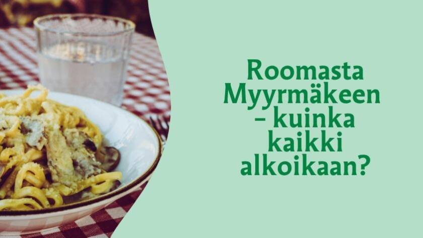 Ravintolaillallinen Roomassa pöydällä pasta-annos punaruudullisella pöytäliinalla